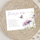 ベビー紫薄紫蝶の赤ちゃんシャワー用の本 エンクロージャーカード