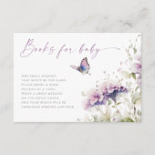 ベビー紫薄紫蝶の赤ちゃんシャワー用の本 エンクロージャーカード (正面)