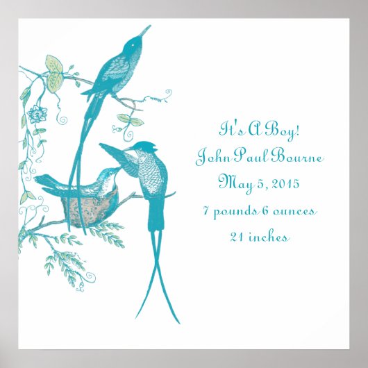 ベビー統計それは男の子だ!新生児発表 ポスター (正面)