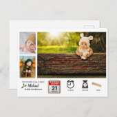 ベビー統計アイコンと写真クリスマス誕生発表 ポストカード (正面/裏面)