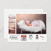ベビー統計アイコンと写真クリスマス誕生発表 ポストカード (正面/裏面)