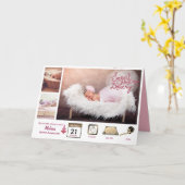 ベビー統計アイコン+写真アナウンスメントクリスマスガール カード (黄色い花)