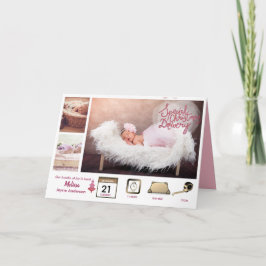 ベビー統計アイコン+写真アナウンスメントクリスマスガール カード