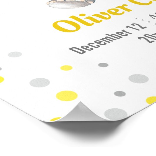 ベビー統計エレファントイエローグレー水玉模様子供部屋 ポスター (角)