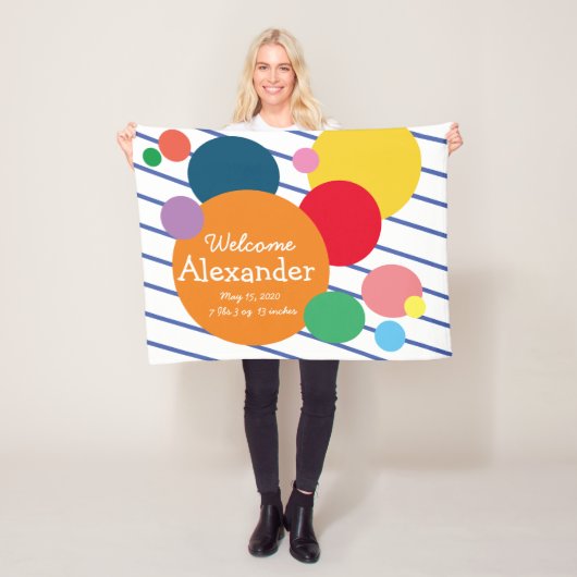 ベビー統計カラフル図形 フリースブランケット (インサイチュ)