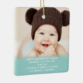 ベビー統計ブルーグリーン1stクリスマスフォト セラミックオーナメント (右)