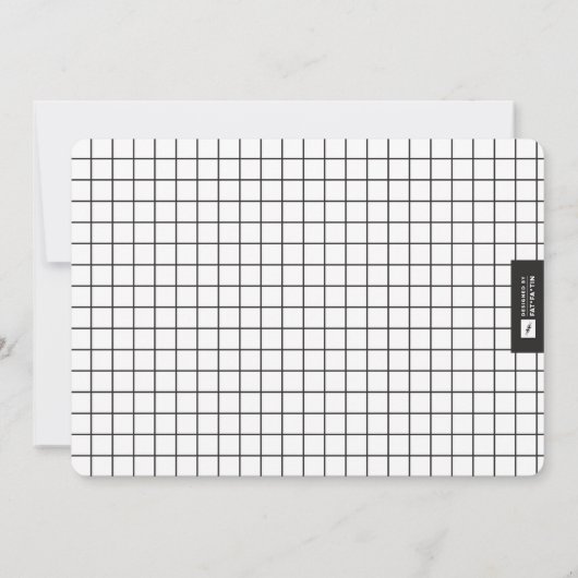 ベビー統計モノグラムブルーカラーブロックフォト誕生 案内状 (裏面)