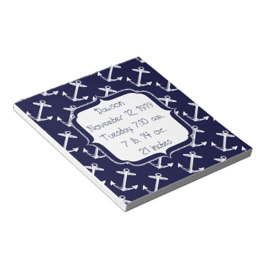 ベビー統計航海のネイビーいかりパターン ノートパッド (アングル)
