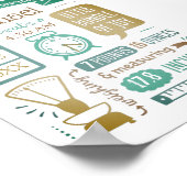 ベビー統計Birth Announcement Tanティール（緑がかった色）ターコイズ ポスター (角)