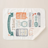 ベビー統計Birth Announcement Tanティール(緑がかった色)ターコイズS シェルパブランケット (正面(横))