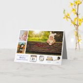 ベビー統計BOYの誕生発表写真コラージュ カード (黄色い花)