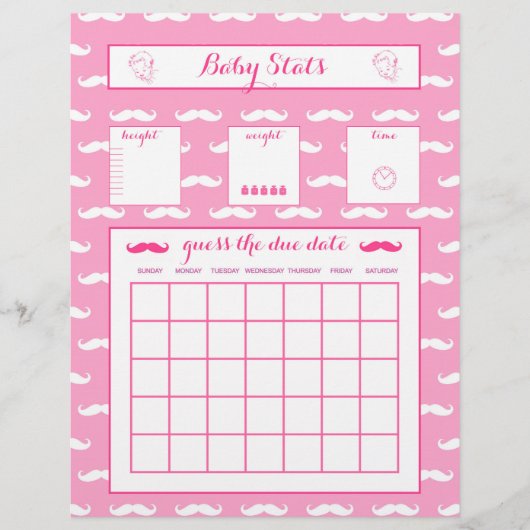 ベビー統計Guess The Due Date Baby Showerゲーム (正面)