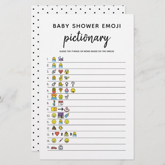 ベビー絵文字ミニマルな赤ちゃんシャワーゲーム (正面/裏面)