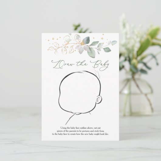 ベビー緑の赤ちゃんシャワーゲームを描画する 招待状 (スタンド正面)