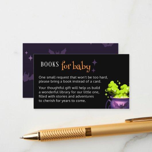 ベビー緑不気味釜ベビーシャワー用の本 エンクロージャーカード (正面/裏面インサイチュ)