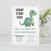 ベビー緑恐竜の赤ちゃんシャワー 招待状 (スタンド正面)