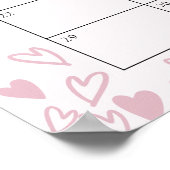 ベビー締め切り日カレンダー赤ちゃんシャワーゲームピンクハート ポスター (角)