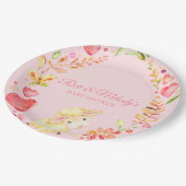 ベビー羊/ラムピンクと黄色の少女のベビーシャワー ペーパープレート (アングル)