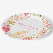 ベビー羊/ラムピンクと黄色の少女のベビーシャワー ペーパープレート (アングル)