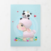 ベビー羊 | A贈おもしろいり物誕生日 三つ折り案内状 (カバー)