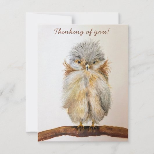 ベビー考えフクロウ「お前の！」ノートカードバック空白の サンキューカード (正面)