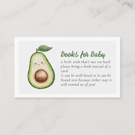 ベビー聖グアカモレかわいい赤ちゃんシャワーのための本 エンクロージャーカード (正面)