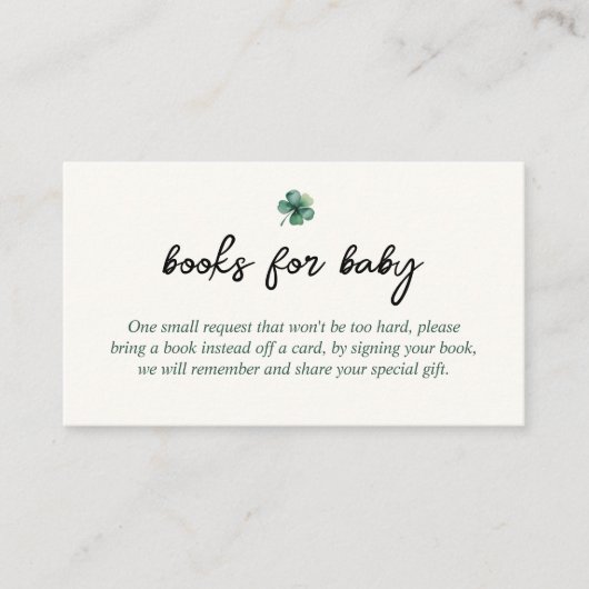 ベビー聖パトリックの日の赤ちゃんシャワー用の本 エンクロージャーカード (正面)