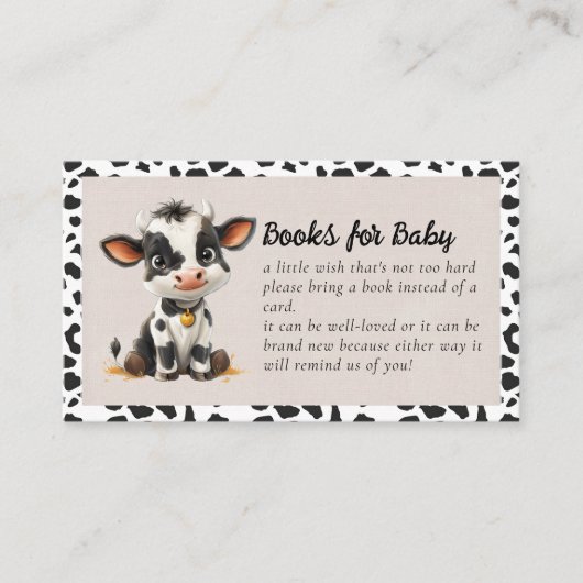 ベビー聖牛の赤ちゃんシャワー用の本 エンクロージャーカード (正面)