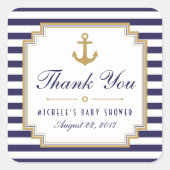 ベビー航海のシャワーありがとうステッカー好き スクエアシール (正面)