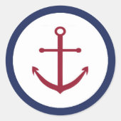 ベビー航海のシャワーいかり封筒用シール ラウンドシール (正面)