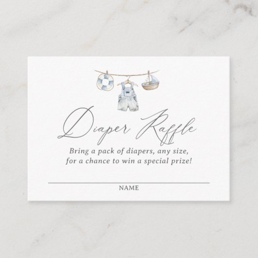 ベビー航海のシャワーおむつラッフルチケット エンクロージャーカード (正面)