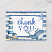 ベビー航海のシャワーブルーボーイフラットサンキューカード エンクロージャーカード (正面)