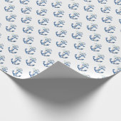 ベビー航海のシャワーラッピング紙 | 青フローラ ラッピングペーパー (角)