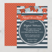 ベビー航海のシャワー招待状赤と青 招待状 (正面/裏面)