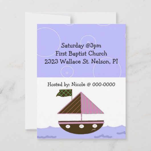 ベビー航海のシャワー招待状 招待状 (裏面)