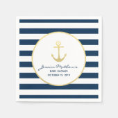 ベビー航海のシャワー海軍金ゴールドいかり スタンダードカクテルナプキン (正面)