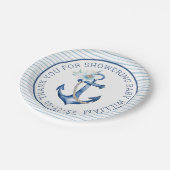 ベビー航海のシャワー紙プレート | ブルーいかりTh ペーパープレート (アングル)