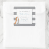 ベビー蔵書票グストライプレイペット犬と猫 スクエアシール (バッグ)