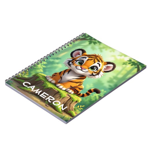 ベビー虎 | かわいいマンガの子どもの子供部屋アート ノートブック (左側)