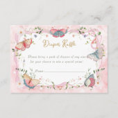 ベビー蝶が彼女の道でおむつラッフル エンクロージャーカード (正面)