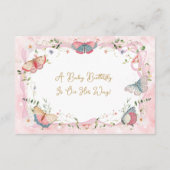 ベビー蝶が彼女の道でおむつラッフル エンクロージャーカード (裏面)