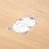 ベビー蝶が赤ちゃんシャワーを浴びる アクリル招待状 (レイダウン)