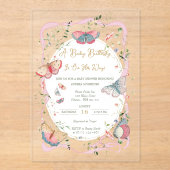 ベビー蝶が赤ちゃんシャワーを浴びる アクリル招待状 (正面)