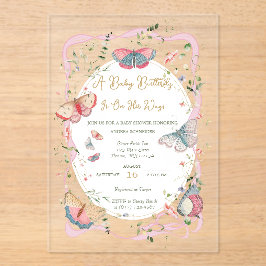 ベビー蝶が赤ちゃんシャワーを浴びる アクリル招待状