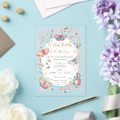 ベビー蝶が赤ちゃんシャワーを浴びる アクリル招待状 (インサイチュ (ウェディング))