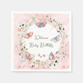 ベビー蝶が赤ちゃんシャワーを浴びる スタンダードカクテルナプキン