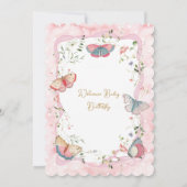 ベビー蝶が赤ちゃんシャワーを浴びる 招待状 (裏面)