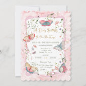 ベビー蝶が赤ちゃんシャワーを浴びる 招待状 (正面)