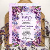 ベビー蝶が途中の女の子の赤ちゃんシャワー 招待状
