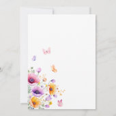 ベビー蝶の開花の赤ちゃんシャワーワイルドフラワー 招待状 (裏面)